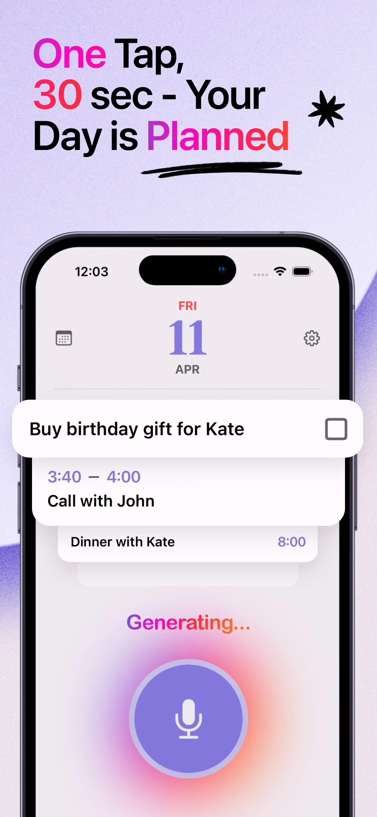 Create event with voice input