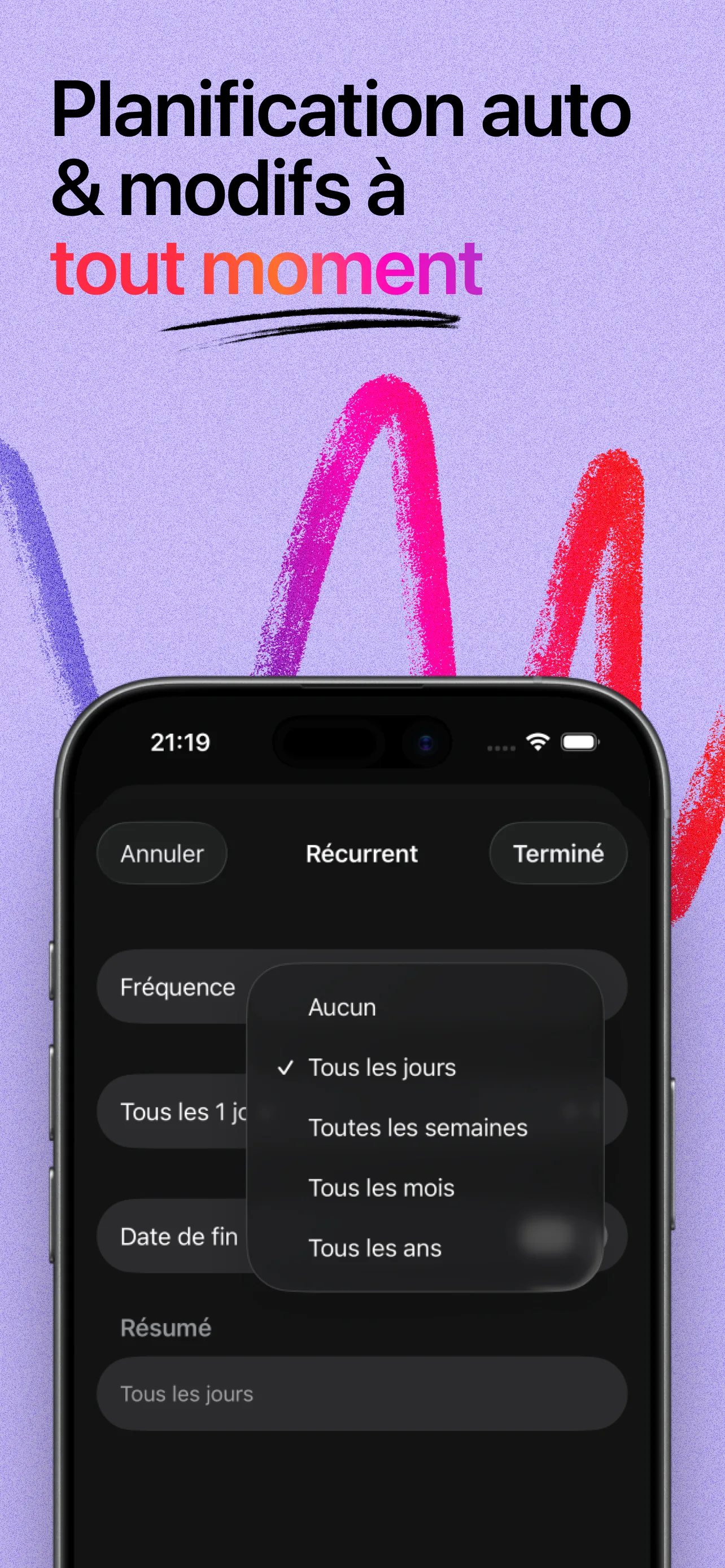 Calendar day view with planned tasks